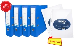 AREA GENİŞ MAVİ KLASÖR (30 ADET) + EXXO POŞET DOSYA A4 100LÜ 40MİC (2 PAKET) - 1