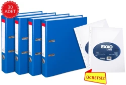 AREA GENİŞ MAVİ KLASÖR (30 ADET) + EXXO POŞET DOSYA A4 100LÜ 40MİC (2 PAKET) - 2