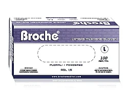 Broche Pudralı Lateks Muayene Eldiveni L Beden - BROCHE 