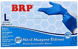 Brp Mavi Nitril Pudrasız Muayene Eldiveni L Beden - BRP