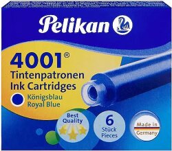 PELİKAN DOLMAKALEM KARTUŞU 4001 KÜÇÜK MAVİ 6LI - PELİKAN