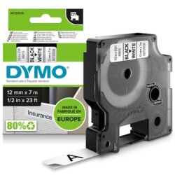 Dymo 45013 Siyah Beyaz Etiket Kartuşu 12mm - DYMO 