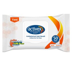 ACTİVEX AKTİF ANTİBAKTERİYEL ISLAK MENDİL 50Lİ - 1