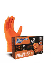 DOLPHİN POWERGRİP EKSTRA KALIN TURUNCU MUAYENE ELDİVENİ 50Lİ L BEDEN - DOLPHIN
