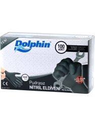 DOLPHİN PUDRASIZ SİYAH NİTRİL ELDİVEN L BEDEN TIRTIKLI - 2