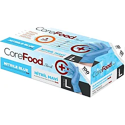 Corefood Bimel Mavi Nitril Pudrasız Muayene Eldiveni 100 Lü L Beden - BİMEL