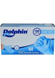 DOLPHİN NİTRİL MAVİ PUDRASIZ MUAYENE ELDİVENİ M BEDEN - DOLPHIN