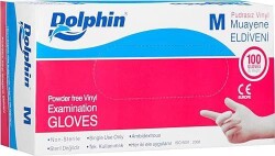 DOLPHİN 100 LÜ VİNLY PUDRASIZ MUAYENE ELDİVENİ - M BEDEN - DOLPHIN
