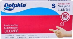 DOLPHİN 100 LÜ VİNLY PUDRASIZ MUAYENE ELDİVENİ - S BEDEN - DOLPHIN
