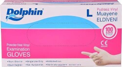 DOLPHİN 100 LÜ VİNLY PUDRASIZ MUAYENE ELDİVENİ - L BEDEN - DOLPHIN