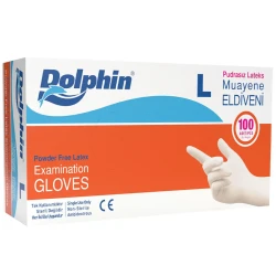 Dolphin Pudrasız Lateks Muayene Eldiveni L Beden - DOLPHIN