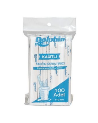 DOLPHİN TAHTA KARIŞTIRICI KAĞIT SARGILI 100'LU - DOLPHIN