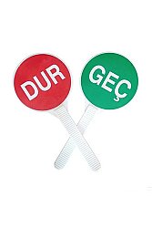 El Tipi Dur-geç Levhası – Çift Yönlü, Reflektif, Ergonomik Saplı Trafik Kontrol Levhası - 