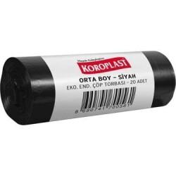 KOROPLAST 55*60 ORTA BOY EKO END. ÇÖP POŞETİ 80 GR SİYAH - KOROPLAST