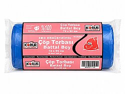 Korur 72*95 Eko Endüstriyel Battal Boy Çöp Poşeti 300 Gr. Mavi - KORUR
