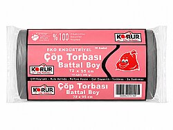 Korur 72*95 Eko Endüstriyel Battal Boy Çöp Poşeti 300 Gr. Gri - KORUR