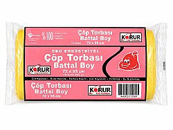 Korur 72*95 Eko Endüstriyel Battal Boy Çöp Poşeti 300 Gr. Sarı - KORUR