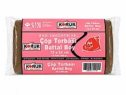 Korur 72*95 Eko Endüstriyel Battal Boy Çöp Poşeti 300 Gr. Kahverengi - KORUR