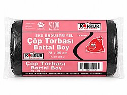 Korur 72*95 Eko Endüstriyel Battal Boy Çöp Poşeti 300 Gr. Siyah - KORUR