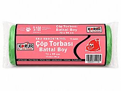 Korur 72*95 Eko Endüstriyel Battal Boy Çöp Poşeti 300 Gr. Yeşil - KORUR