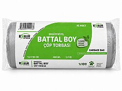 Korur 72*95 Endüstriyel Battal Boy Çöp Poşeti 400 Gr. Gri - KORUR