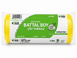 Korur 72*95 Endüstriyel Battal Boy Çöp Poşeti 400 Gr. Sarı - KORUR