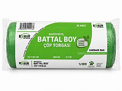 Korur 72*95 Endüstriyel Battal Boy Çöp Poşeti 400 Gr. Yeşil - KORUR