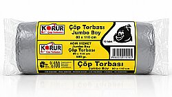 Korur 80*110 Ağır Hizmet Jumbo Boy Çöp Poşeti 600 Gr. Gri - KORUR