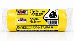 Korur 80*110 Ağır Hizmet Jumbo Boy Çöp Poşeti 600 Gr. Sarı - KORUR