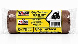 Korur 80*110 Ağır Hizmet Jumbo Boy Çöp Poşeti 600 Gr. Kahverengi - KORUR