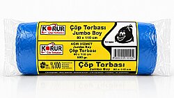 Korur 80*110 Ağır Hizmet Jumbo Boy Çöp Poşeti 600 Gr. Mavi - KORUR