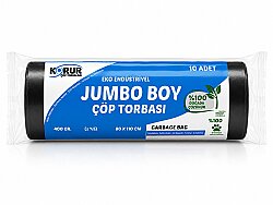 Korur 80*110 Eko Endüstriyel Jumbo Boy Çöp Poşeti 400 Gr. Siyah - KORUR