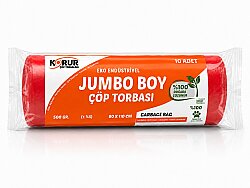 Korur 80*110 Endüstriyel Jumbo Boy Çöp Poşeti 500 Gr. Kırmızı - KORUR