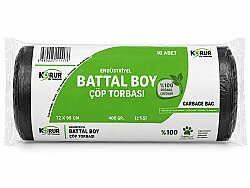 Korur 72*95 Endüstriyel Battal Boy Çöp Poşeti 400 Gr. Siyah - KORUR 