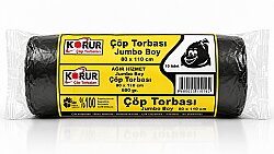 Korur 80*110 Ağır Hizmet Jumbo Boy Çöp Poşeti 600 Gr. Siyah - KORUR
