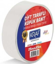 KRAF ÇİFT TARAFLI KÖPÜK BANT 25MMX5M 5025G - KRAF
