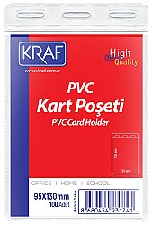 Kraf Kart Poşeti Pvc 95x130 Mm 100 Lü - KRAF