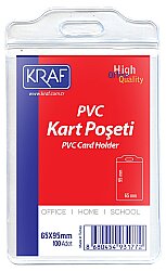 Kraf Kart Poşeti Pvc Dikey 65x95 Mm 100 Lü - KRAF