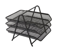 KRAF PERFORE EVRAK RAFI METAL 3 KATLI 460G SİYAH - KRAF