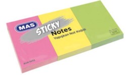 MAS 3651 YAPIŞKANLI NOT KAĞIDI- 35*51 - NEON - 100 S - 3 RENK BLOK YAN YANA - MAS