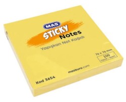 MAS 3654 YAPIŞKANLI NOT KAĞIDI - 76*76 - PASTEL - 100 S - SARI - MAS