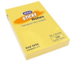 MAS 3656 YAPIŞKANLI NOT KAĞIDI - 51*76 - PASTEL - 100 S - SARI - MAS
