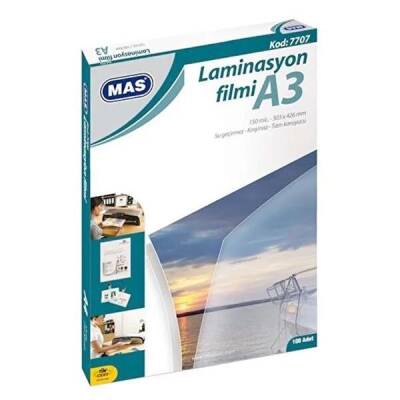 MASNET 7707 LAMİNASYON FİLMİ- 125 MİC A3 100 LÜ PK - 1