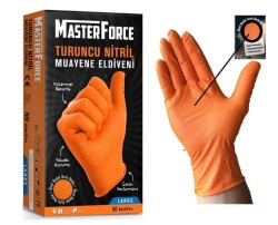 TURUNCU NİTRİL PUDRASIZ MUAYENE ELDİVENİ 50Lİ L BEDEN - CANPA