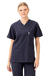 Santolina V Yaka Üniforma - Doktor, Hemşire, Sağlık Çalışanları İçin Rahat Ve Dayanıklı Scrubs Lacivert - 