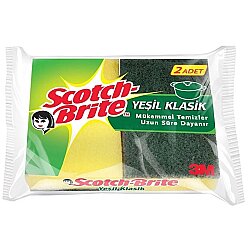 Scotch Brite Sünger Yeşil 2'li Düz - SCOTCH BRİTE