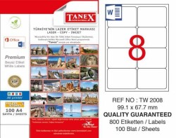 TANEX LASER ETİKET TW-2008 99.1 X 67.7 MM 100LÜ - 