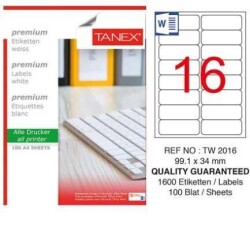 Tanex Laser Etiket Tw-2016 99,1*34 Mm 100lü - TANEX