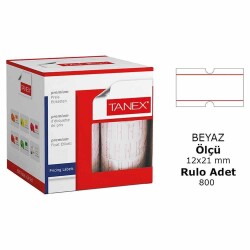 TANEX MOTEX ETİKET 12X21 BEYAZ ÇİZGİLİ 800 LÜ - 