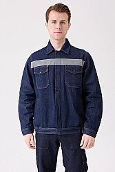 Tulipa Kot Mont Erkek İş Güvenliği Reflektörlü Dayanıklı Denim Ceket - 